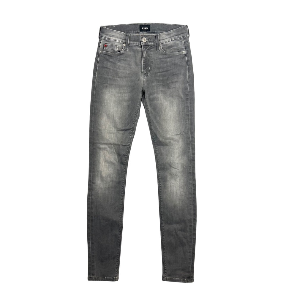 Hudson Nico Midrise Super Skinny Jeans Sz 25 Gray Faded Denim Stretch